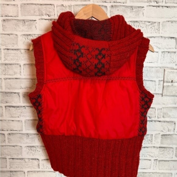 Free People Jackets & Blazers - Free People knit puffer vest red maroon hooded